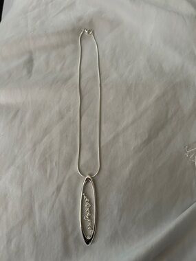 Silver Pendant Necklace with Crystal Accents - Women Jewelry